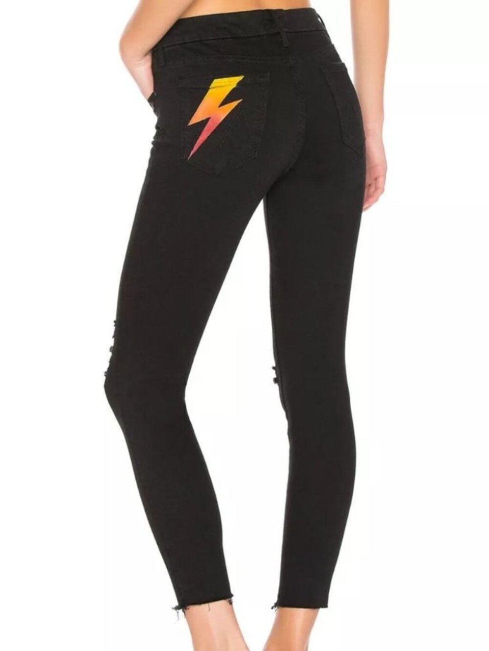 MOTHER The Looker Lightning Bolt Black Ankle Jeans - Size 31